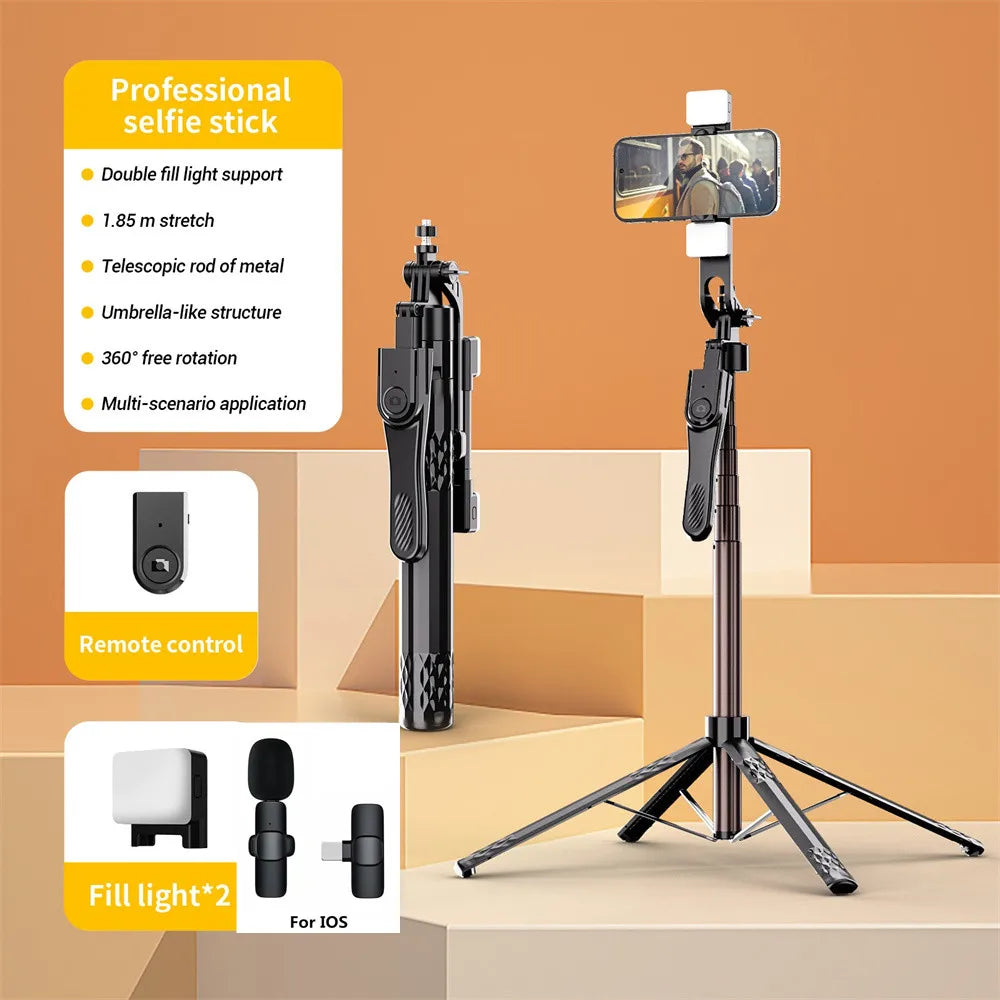 1.85m Bluetooth Selfie Stick with Tripod & Wireless Remote