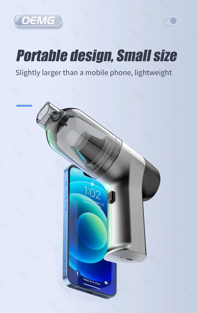 CENRR Handheld Vehicle Vacuum Cleaner – Brushless Motor, Multi-Nozzle Car & Home Cleaner