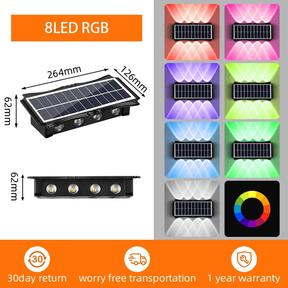 CHENBEN Solar LED Wall Light | IP65 Waterproof Outdoor Wall Lamp, Warm/RGB
