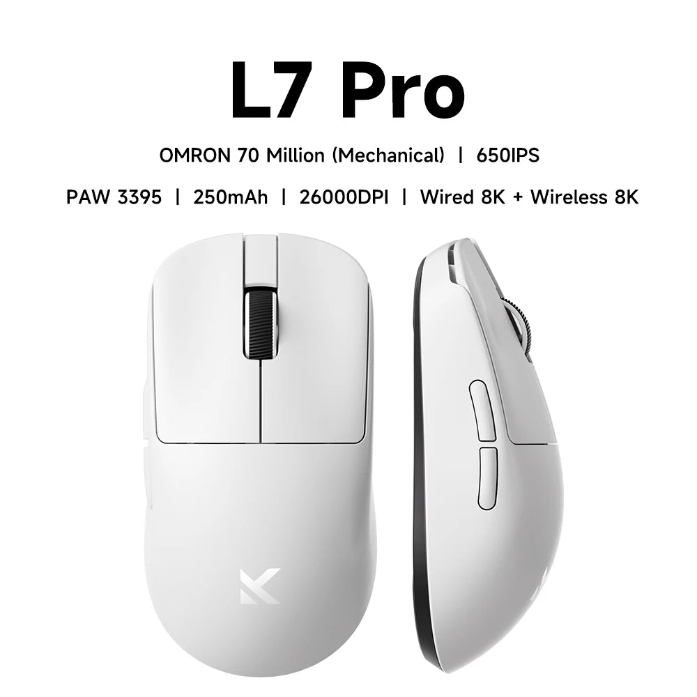 L7 Series Wireless Mouse – PAW3395 Sensor, 8K Receiver, Ultra-Lightweight