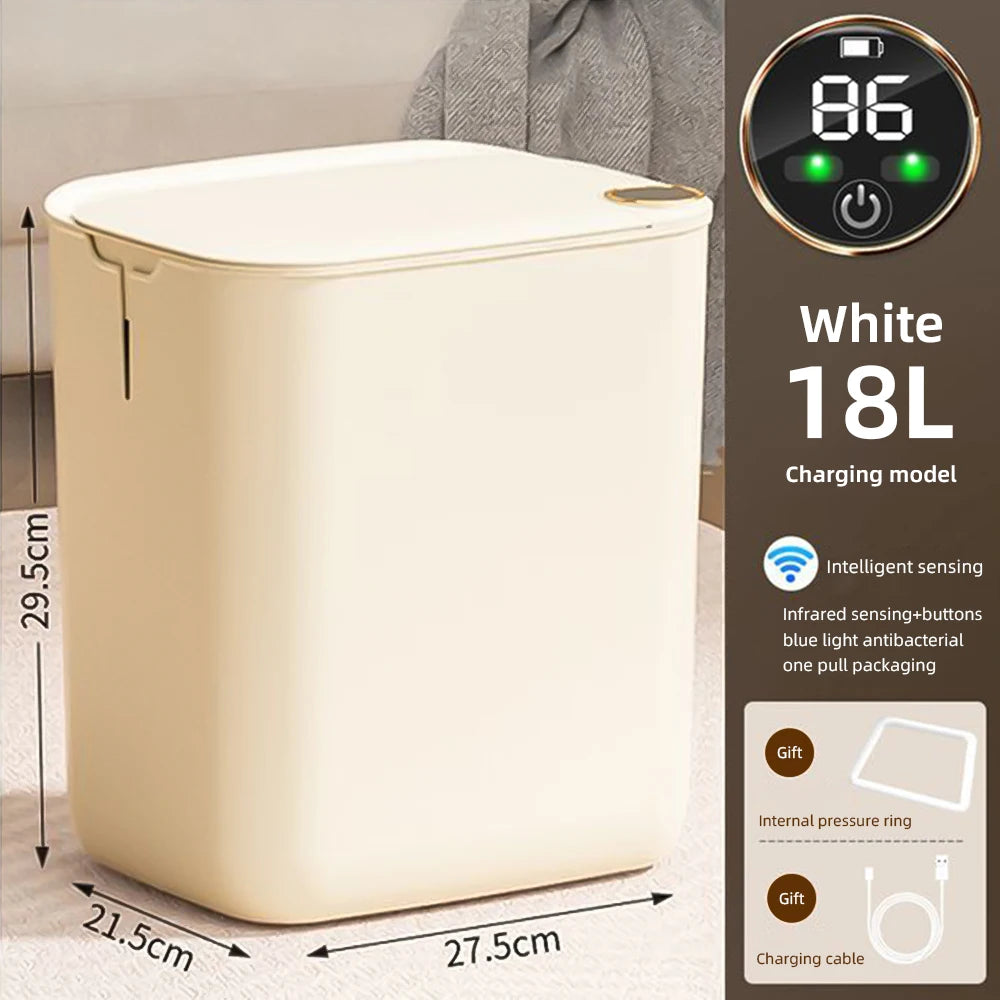18L/20L Automatic Smart Trash Can – IPX5 Waterproof, Antibacterial Lamp, Long Battery Life