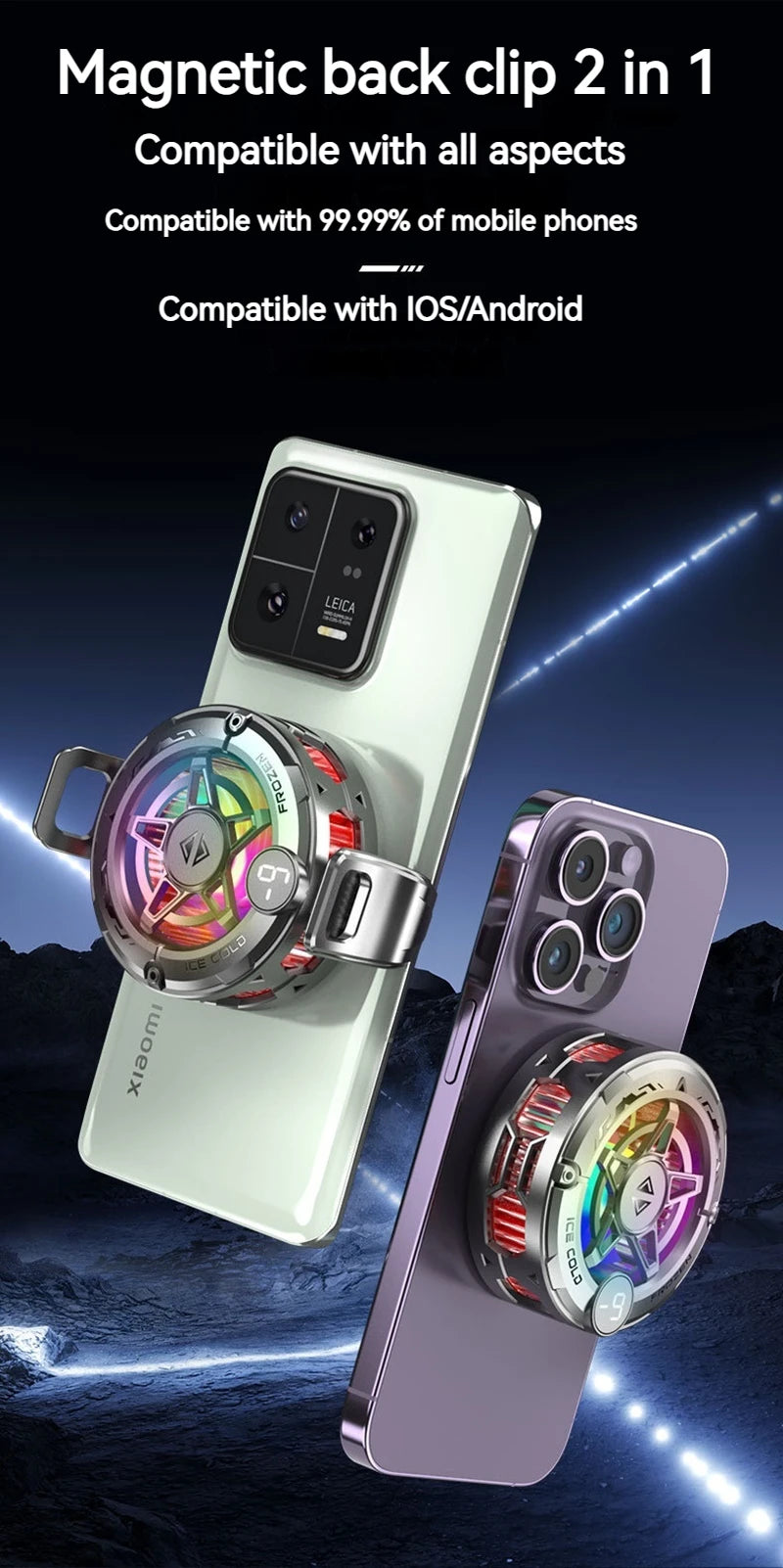 K20 Universal Magnetic Phone Cooler for Gaming | Digital Display