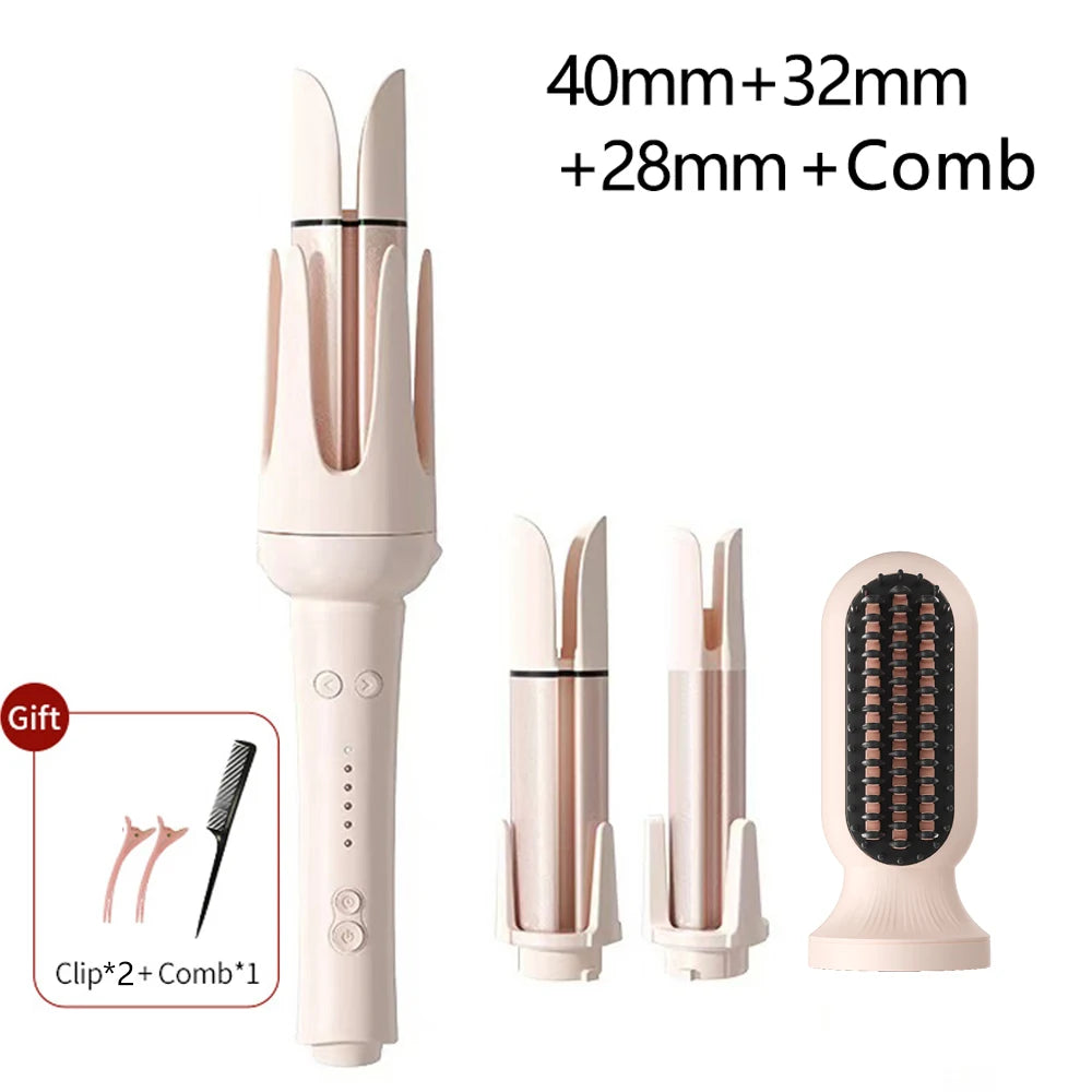 Automatic Rotating Hair Curler – 32mm Ceramic Wave Curling Iron with Interchangeable Barrels
