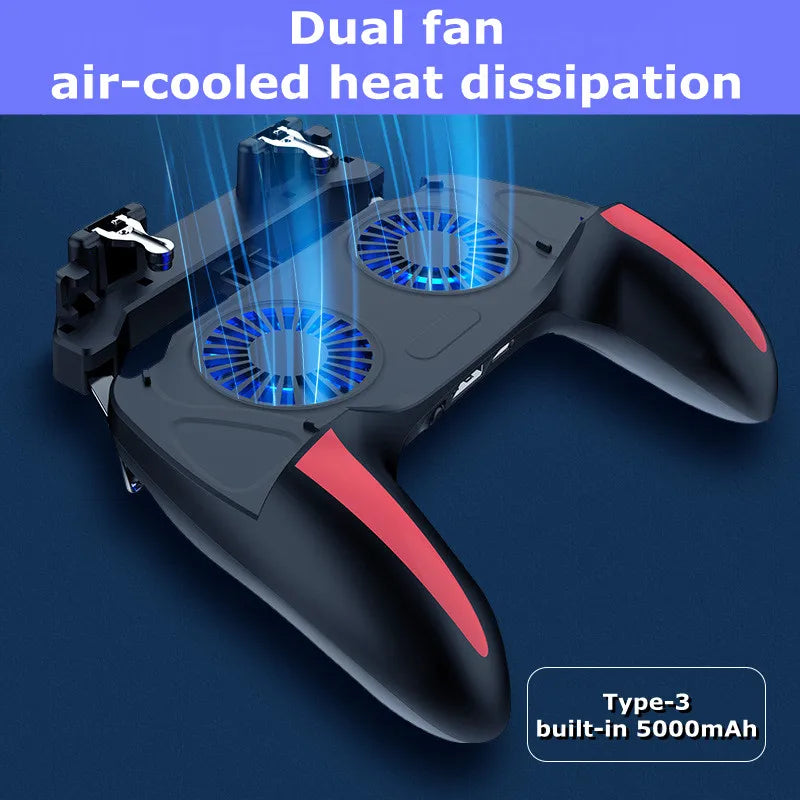 H10 Mobile Phone Gaming Handle with Radiator – 4-Finger Shooter Gamepad for PUBG & FPS