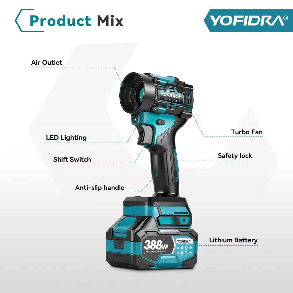Yofidra F02-ES 1200W Turbo Air Duster & Vacuum Blower – 110m/s High-Speed Electric Cleaner