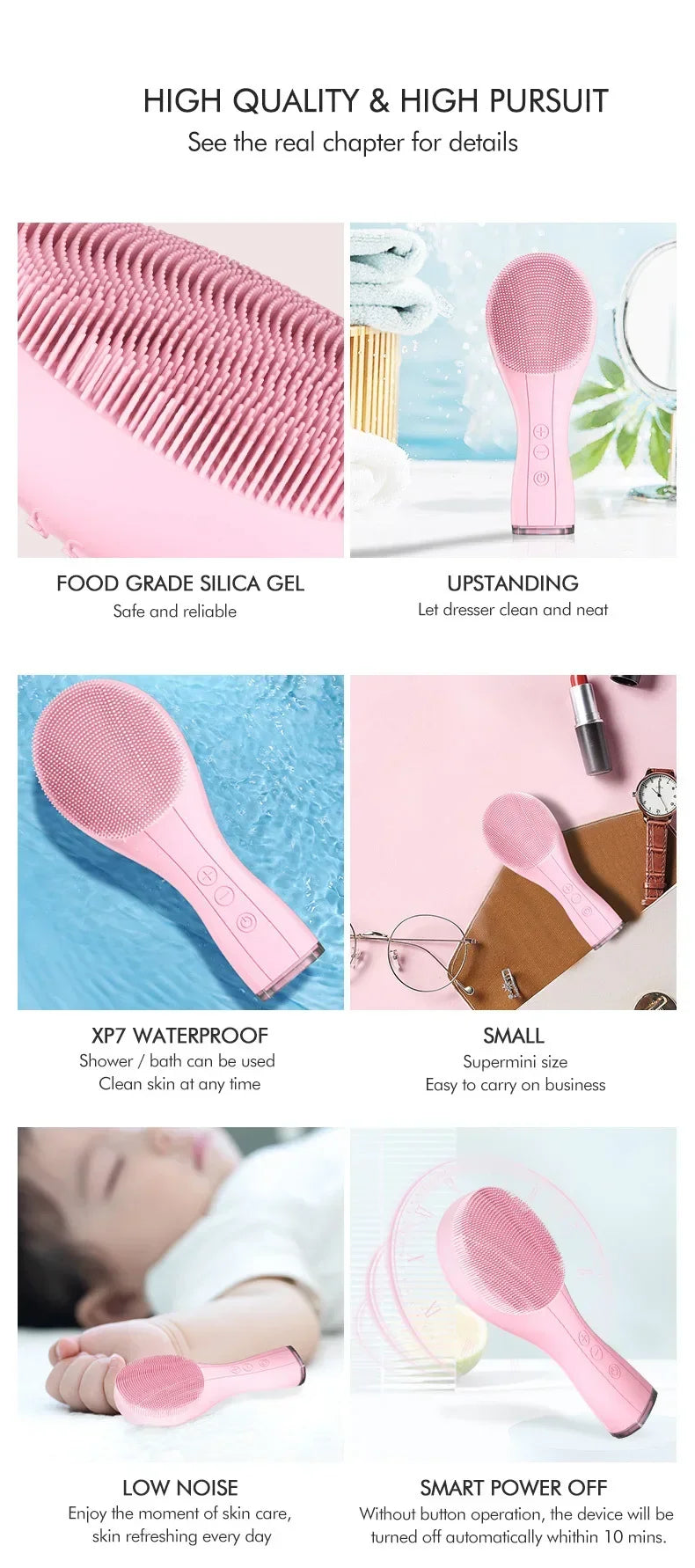 Windaily Rechargeable Silicone Facial Cleansing Brush – IPX7 Waterproof Deep Clean Vibration Tool