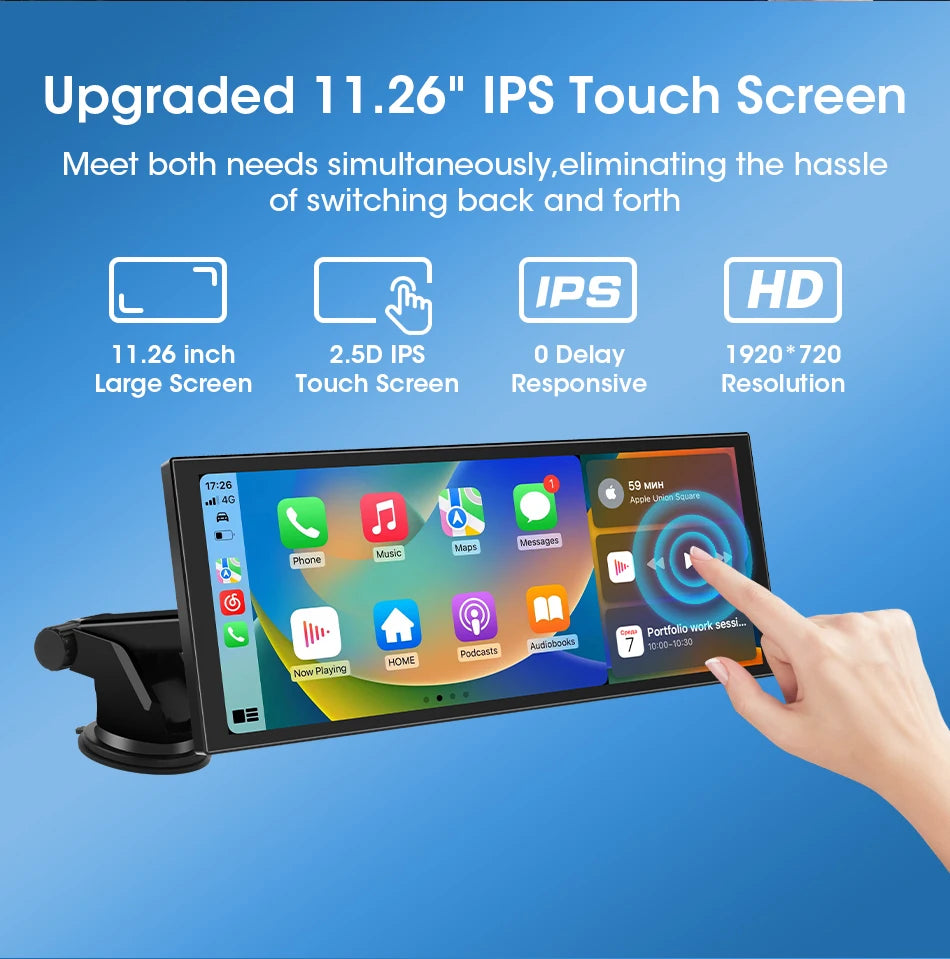 Develuck 11.26” 4K Smart Rearview Mirror Dash Cam with CarPlay & Android Auto