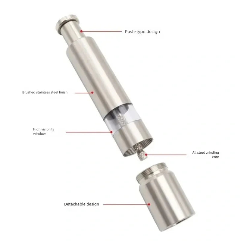 Stainless Steel Finger Salt & Pepper Grinder – Manual Thumb-Press Spice Mill (Eco-Friendly, No Battery)