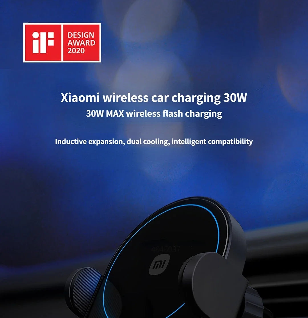 Xiaomi 30W Wireless Car Charger – Smart Auto-Clamp Fast Charging Phone Holder