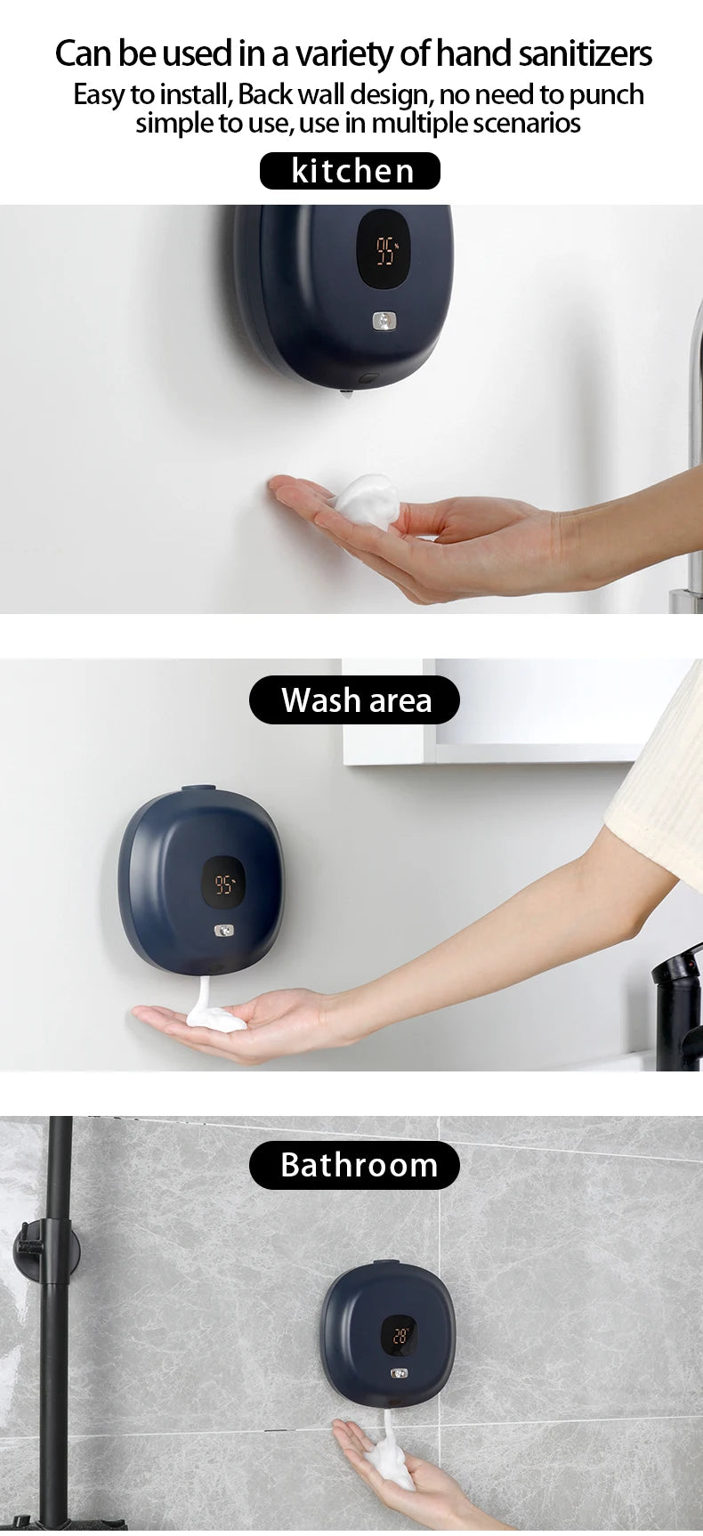 BALASHOV Automatic Foam Soap Dispenser – Touchless Wall-Mounted USB Rechargeable (S1)