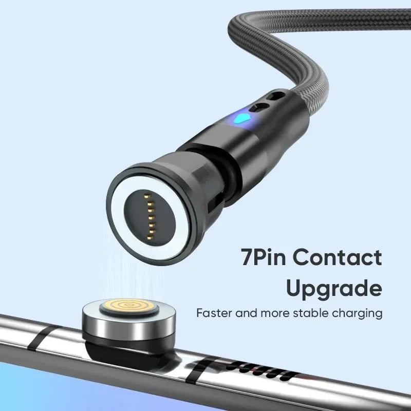 5PCS Magnetic Cable Plug Set – 7-Pin Fast Charging Adapter Tips (Lightning / Type-C / Micro USB)