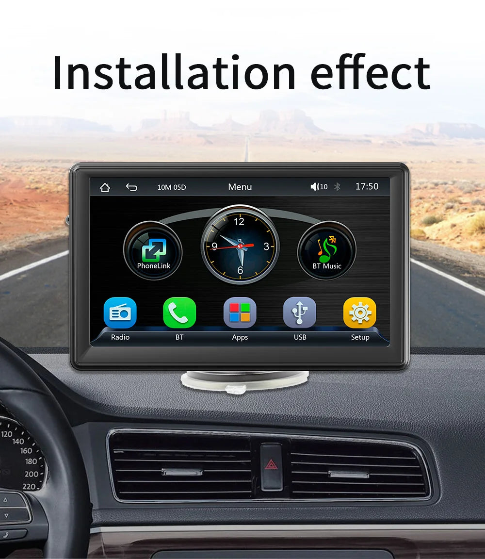 BQCC 7” Portable Wireless CarPlay & Android Auto MP5 Car Playe
