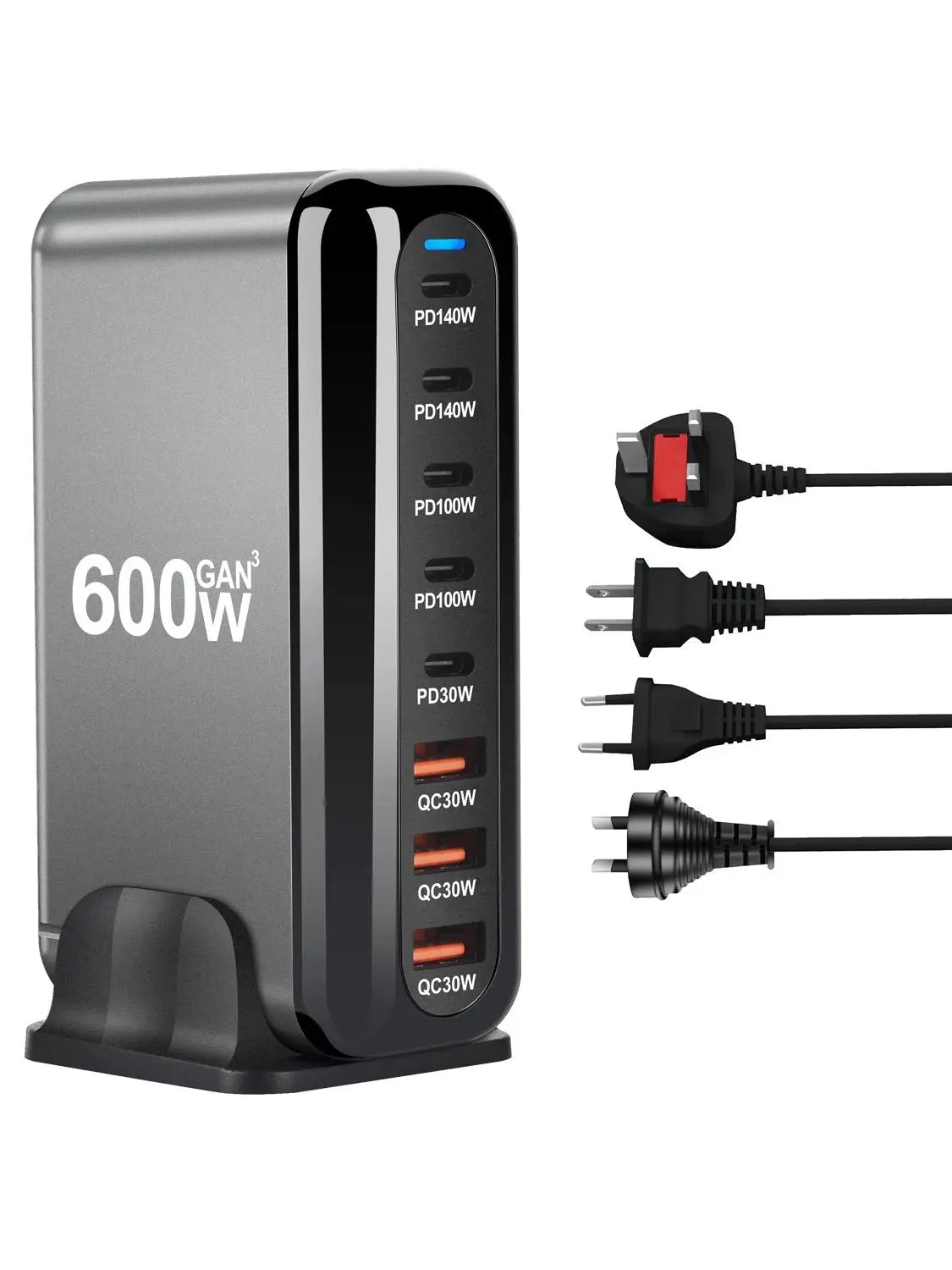 GaN Fast Charger 140W – USB-C PD 3.0 Multi-Port Desktop Charger