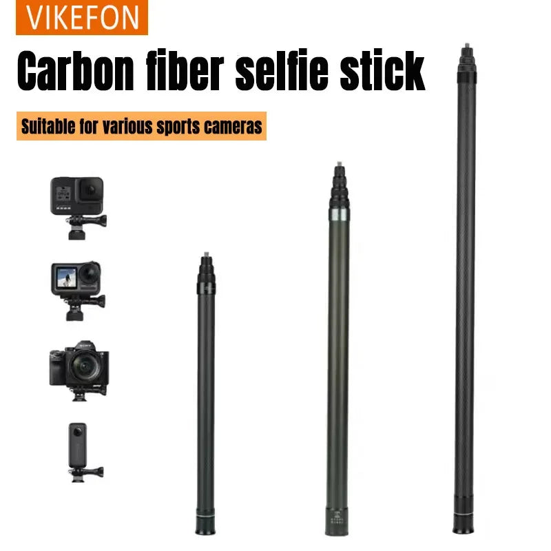 3m Carbon Fiber Invisible Selfie Stick for Insta360 & Action Cameras