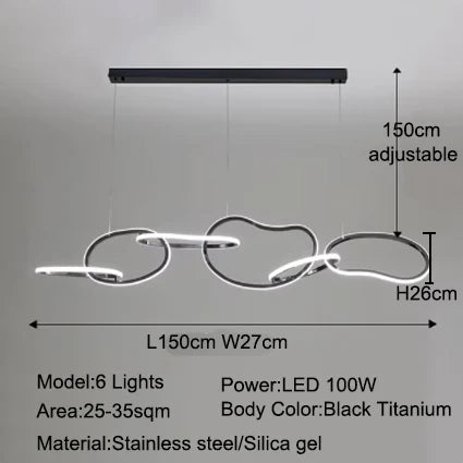 MZXFA Smart LED Pendant Light JLD0190 | Remote Dimmable, Modern Stainless Steel