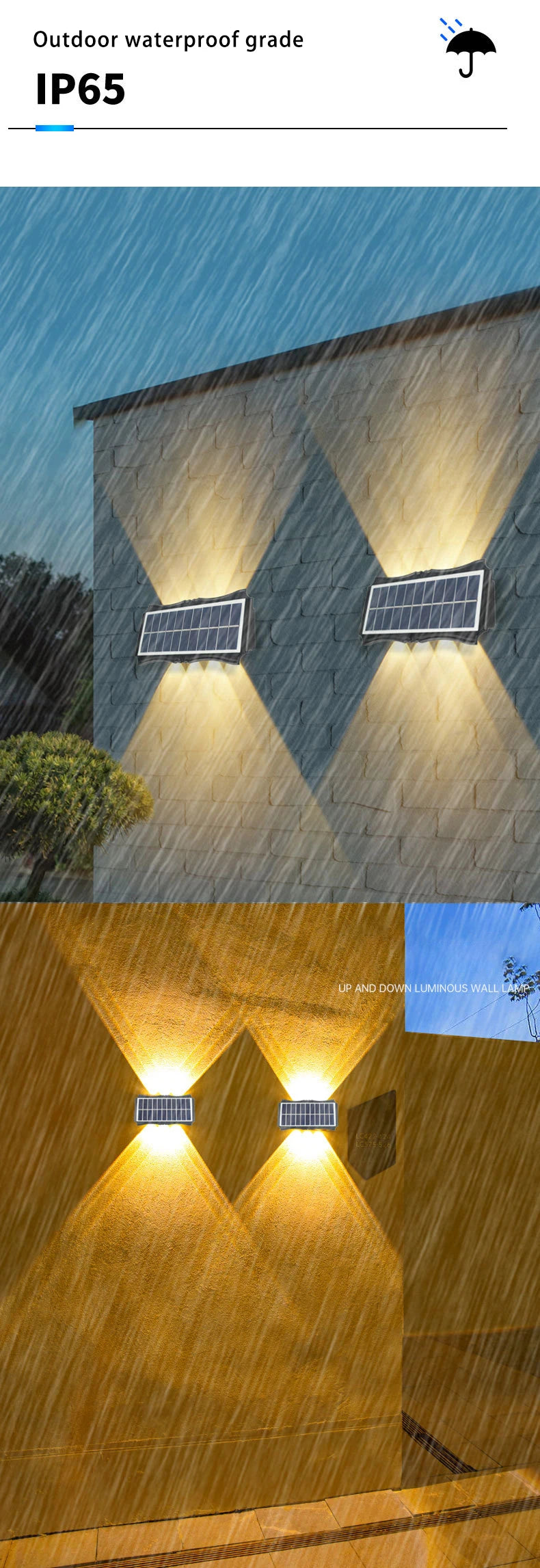 CHENBEN Solar LED Wall Light | IP65 Waterproof Outdoor Wall Lamp, Warm/RGB