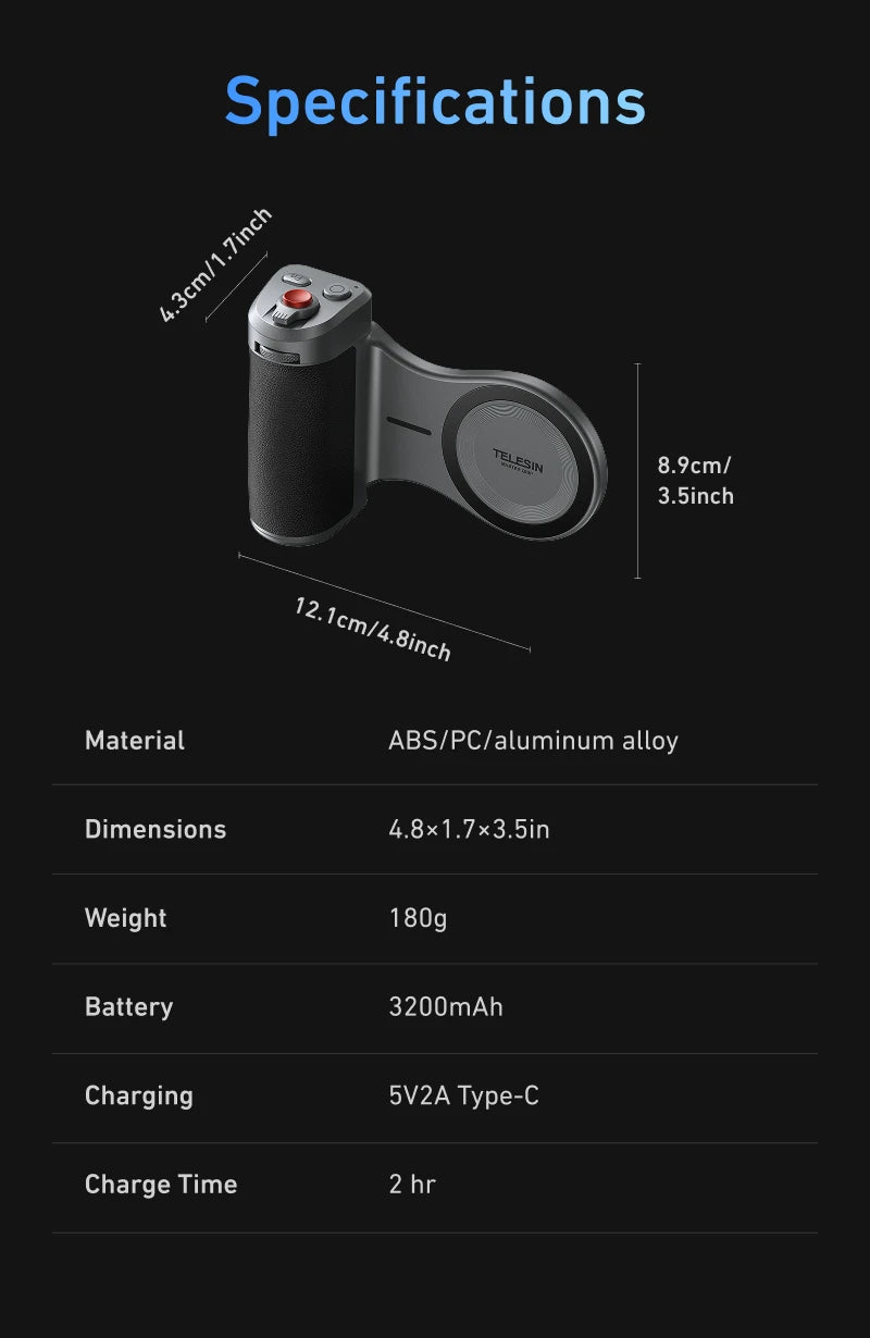 Master Grip for iPhone 17 Pro / Pro Max | Magnetic Camera Handle with 3200mAh Battery