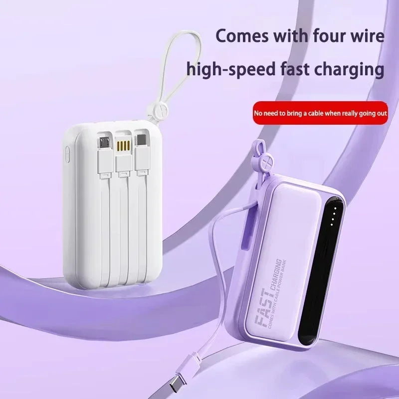 High-Capacity Power Bank 120W – Built-in 4 Cables, Digital Display (10000mAh / 30000mAh / 50000mAh)