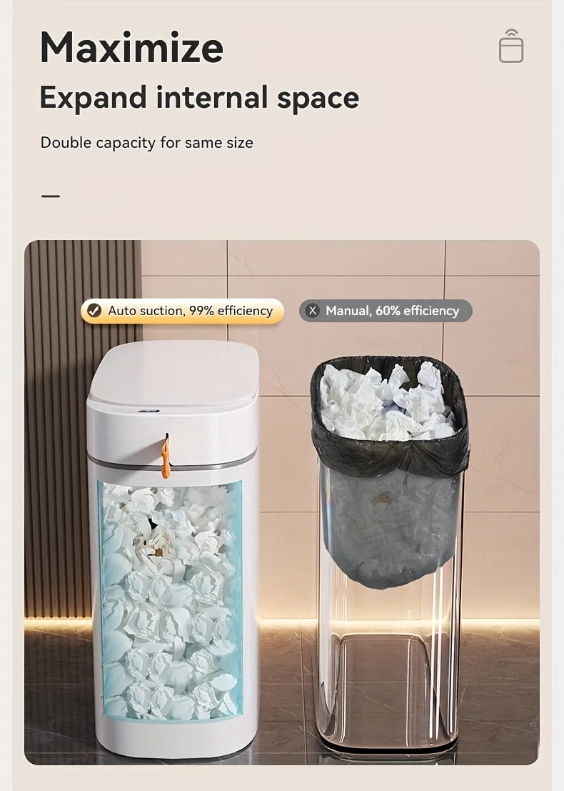Smart Bag-Sucking Trash Can – Rechargeable Touchless Induction Waste Bin