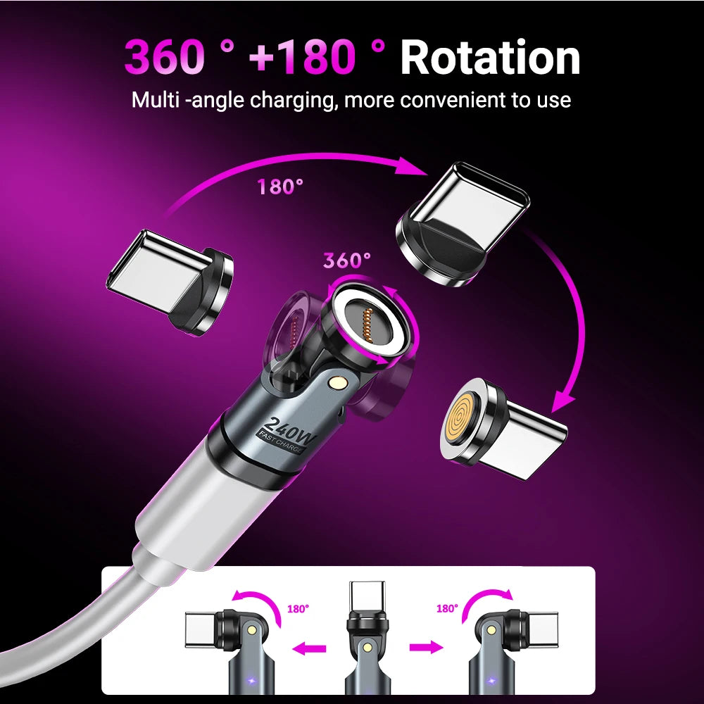 Magnetic Type-C Adapter 9-Pin | PD 240W Fast Charge & Data Transmission