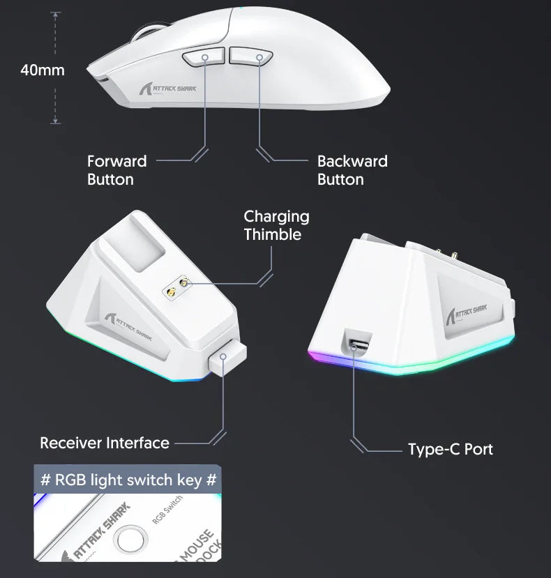 Attack Shark X11 Triple-Mode Wireless Gaming Mouse – PAW3395, 22,000 DPI, Magnetic Charging Dock