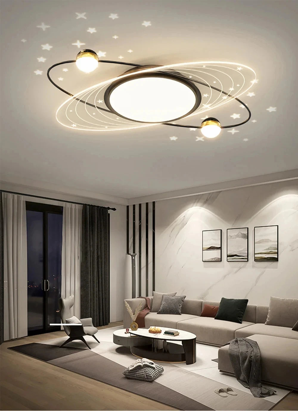 AuroraRealm Modern Ceiling Light with Remote | Gold LED Ceiling Lamp, 90–260V