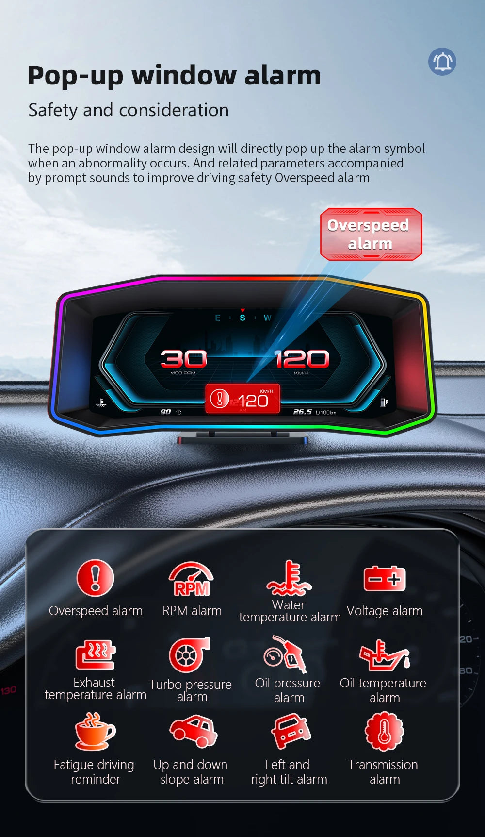 MAIMEIMI P4 OBD2 + GPS Head-Up Display – Smart Digital Speedometer, Fuel Consumption & Car Diagnostic HUD