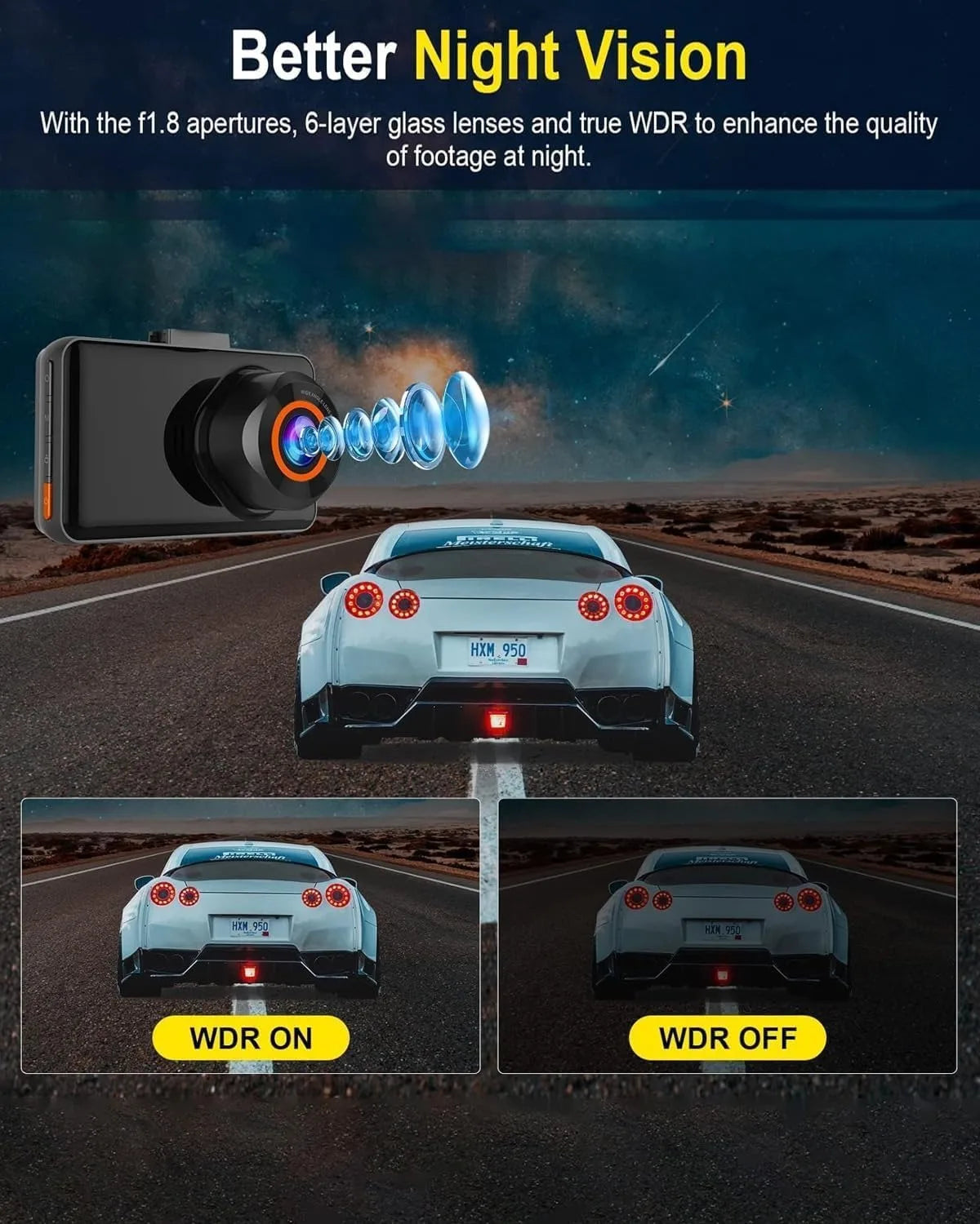 QOZ 4K Dual Lens Dash Cam – Front & Rear Car DVR with WiFi, Night Vision & Parking Monitor