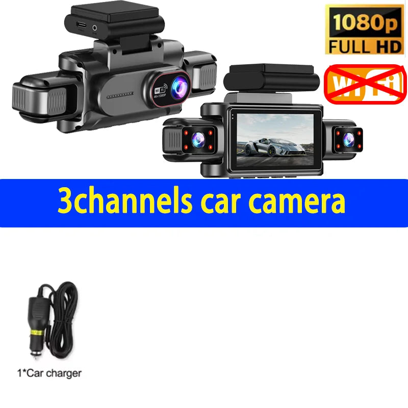 360° 4-Lens Dash Cam 1080P – WiFi Car DVR with Night Vision & Loop Recording