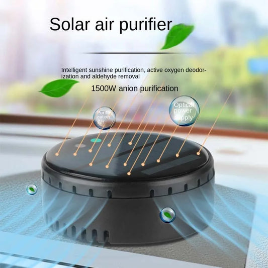Solar & USB Car Air Purifier with Ozone Sterilization & Negative Ion Release – Compact Vehicle Oxygen Bar