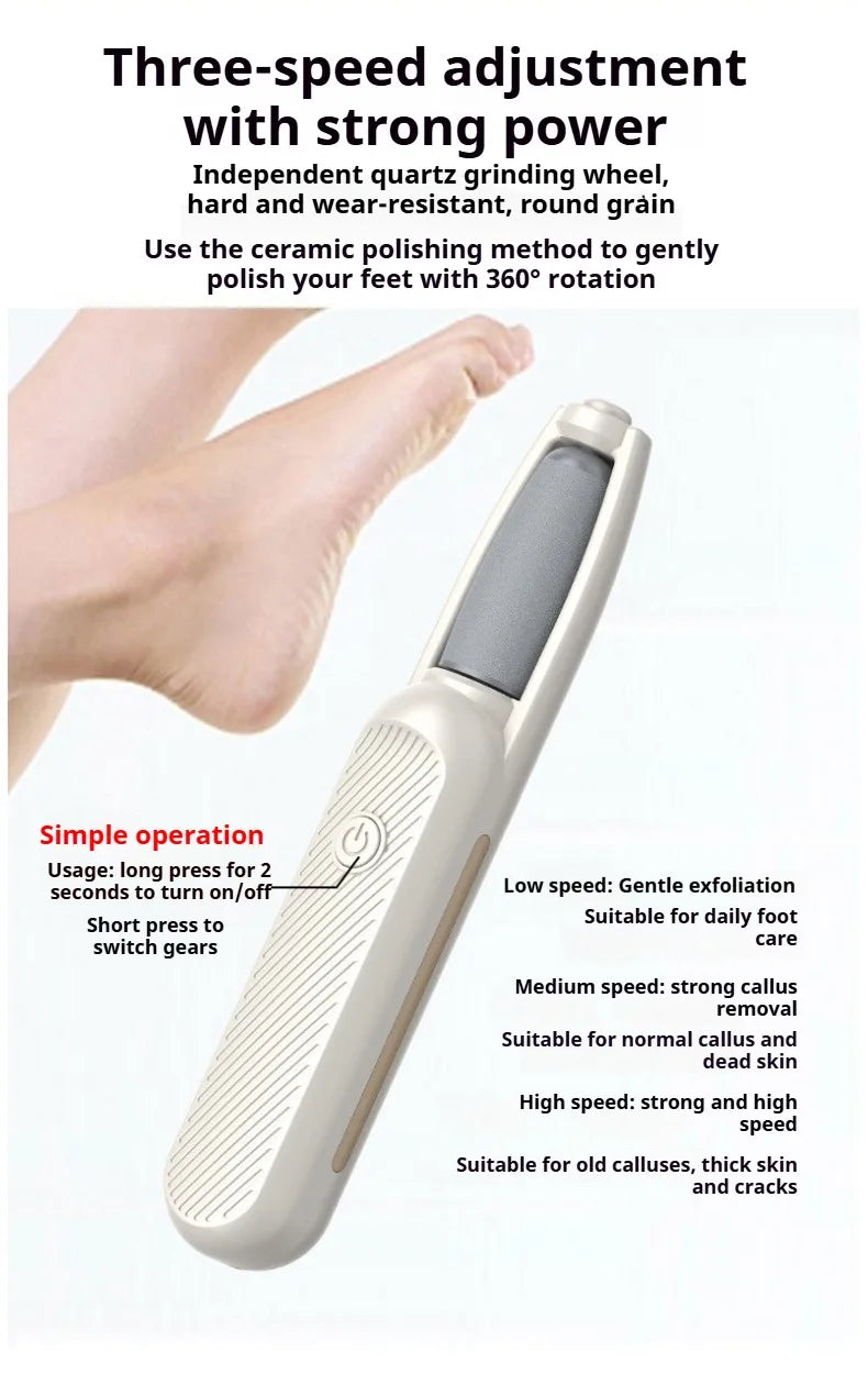NSOUR Professional Electric Foot Callus Remover – Long Handle, Waterproof, 4 Heads