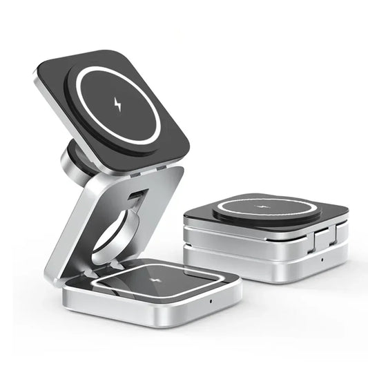 Portable 3-in-1 Magnetic Wireless Charging Station for iPhone & Samsung