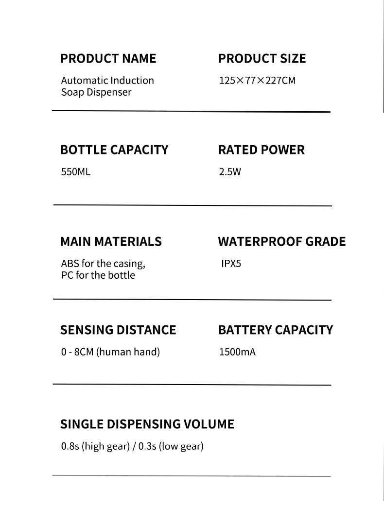 Automatic Touchless Liquid Soap Dispenser 500ml | Infrared Sensor | IPX5 Waterproof