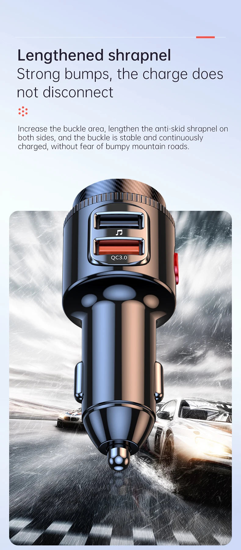 Korseed T23 Bluetooth 5.4 Car FM Transmitter with AUX, PD 30W USB-C Fast Charging & QC3.0 – Wireless Car Audio Adapter