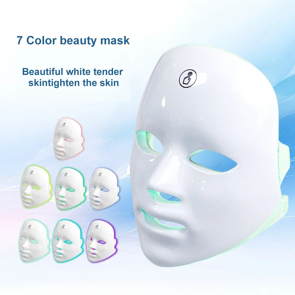 Portable LED Facial Mask with 7 Light Modes – USB Powered Skin Rejuvenation Device