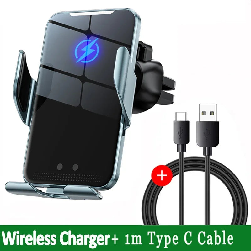 VIKEFON Qi Wireless Car Charger – One-Hand Auto Clamp with Cooling Fan