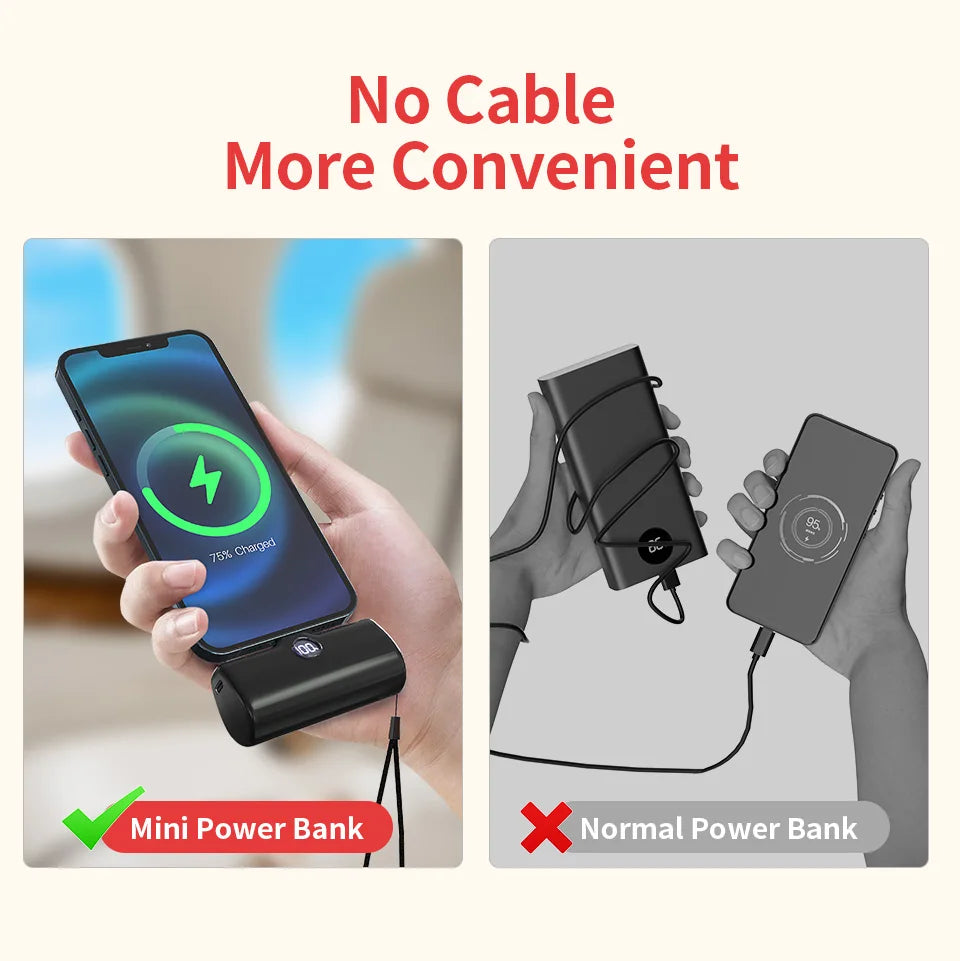 Pocket Power Bank 5000mAh – 18W PD Fast Charge for iPhone & Android