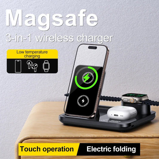 Foldable 20W Wireless Charging Station with Cooling Fan for iPhone & Watch