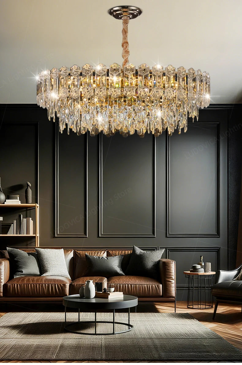 LUDOVICA Crystal LED Chandelier | Elegant Pendant Light for Bedroom & Dining