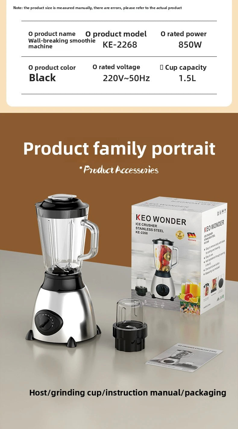 1.5L Electric Blender Juicer 850W – Multi-Function Food Processor & Smoothie Maker