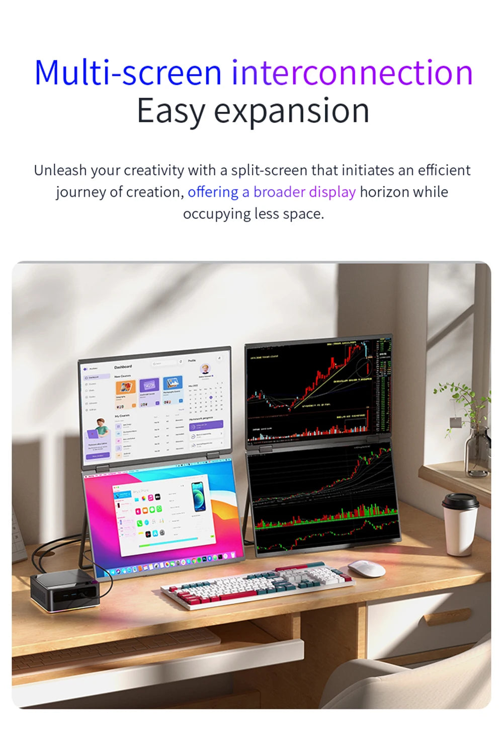 SIBOLAN 16 Inch Dual Screen Laptop Extender | 2.5K 1600P IPS | USB-C HDMI Portable Monitor