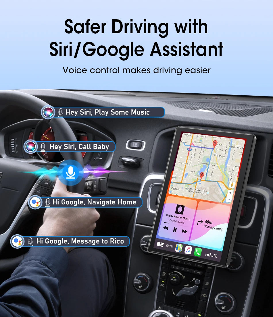 Jansite Smart Car Monitor with Wireless CarPlay & Android Auto – 7–9 Inch
