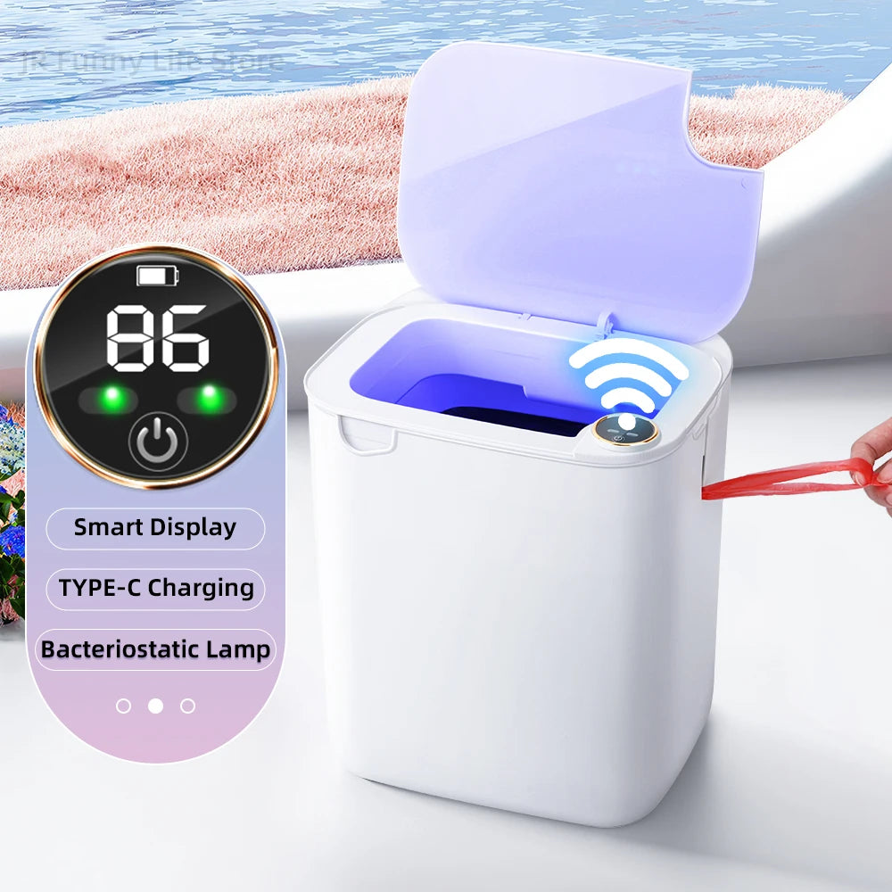 18L/20L Automatic Smart Trash Can – IPX5 Waterproof, Antibacterial Lamp, Long Battery Life
