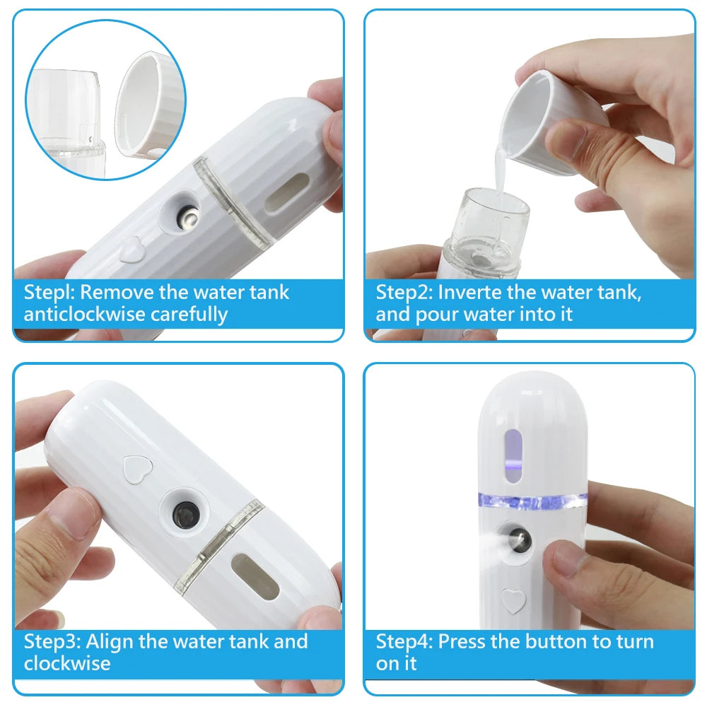 OEMG Nano Ionic Facial Mister – Rechargeable Portable Hydrating Face Mist Sprayer