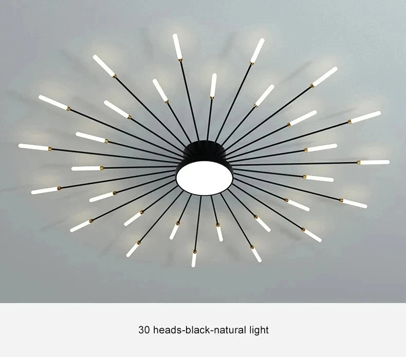 AuroraRealm Modern Black LED Ceiling Light | Large Diameter, Remote Control