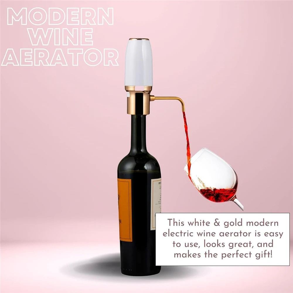 Electric Wine Decanter & Aerator – Instant USB Rechargeable Automatic Wine Pourer for Home Bar