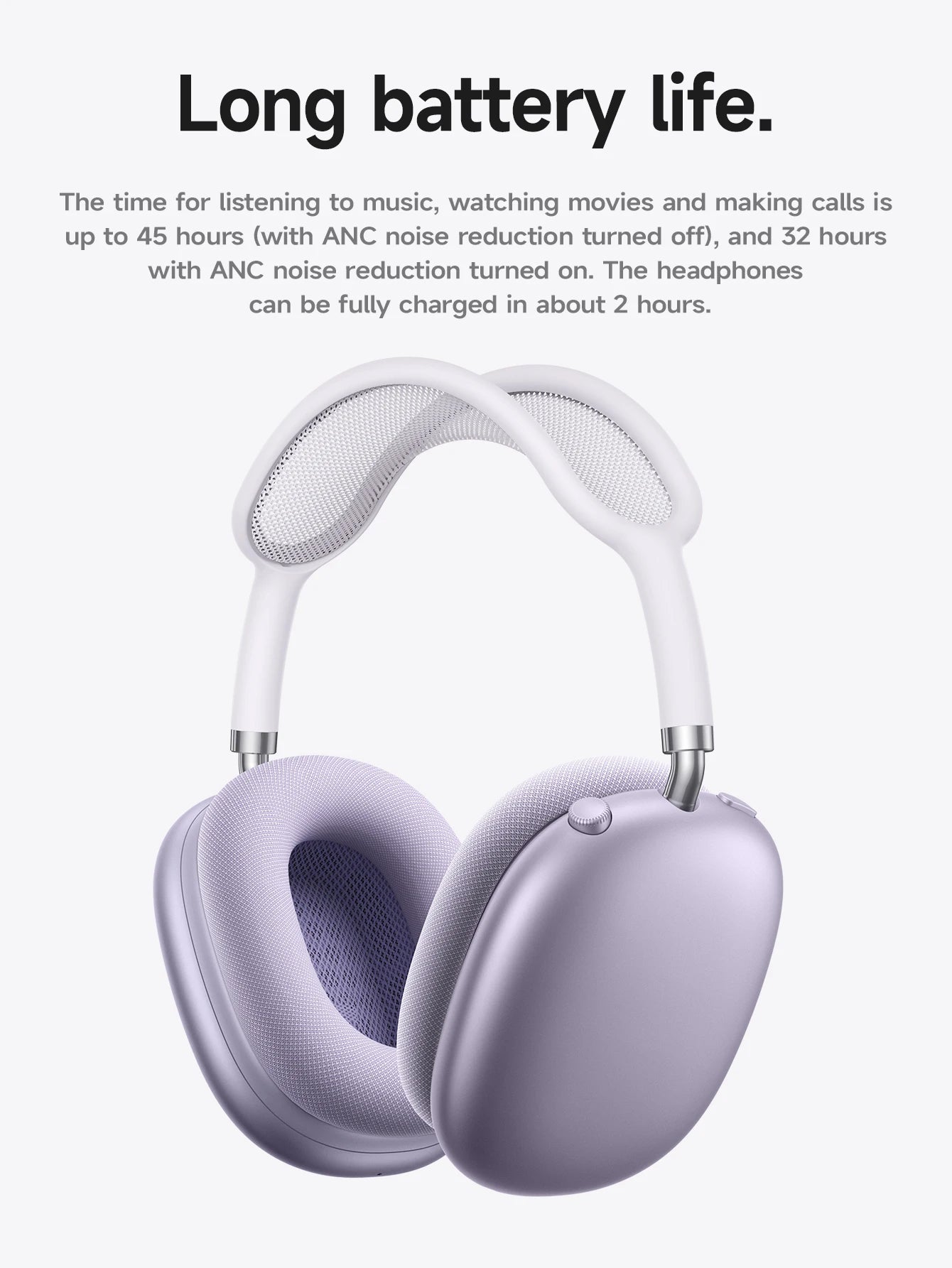 W65 Plus ANC Wireless Headphones – Bluetooth 5.4, 45H Playtime, Mic