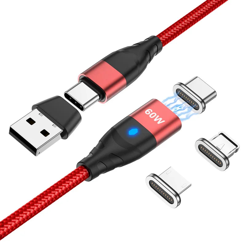 Nylon Braided 6-in-1 Charging Cable – QC3.0 Fast Charge & Data Sync (3A)