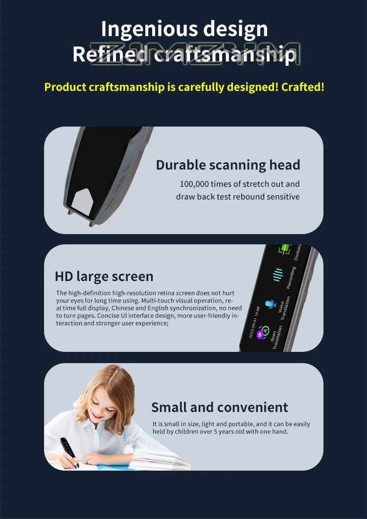 Smart Scanning Dictionary Pen with Display Screen – Portable Text Translator