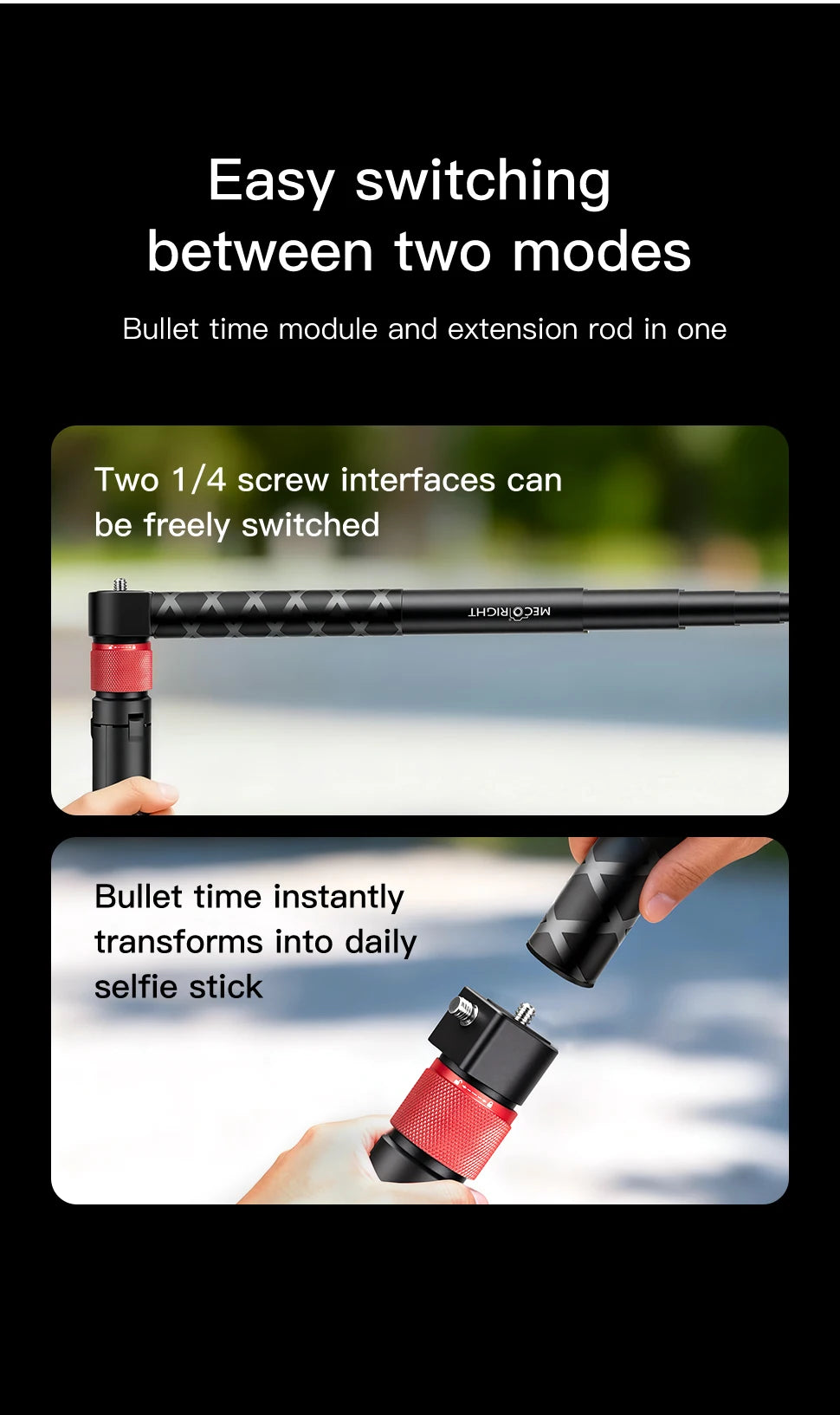 Multifunction Selfie Stick Handle Tripod Bundle for Action Cameras